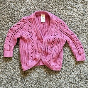 Baby B’Gosh Rose Pink Eyelet Knit Cardigan Sweater